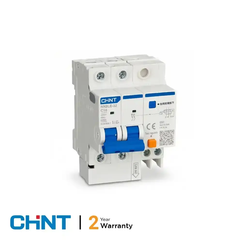 16A Residual Current Breaker with Over-Current (RCBO) 2 Pole